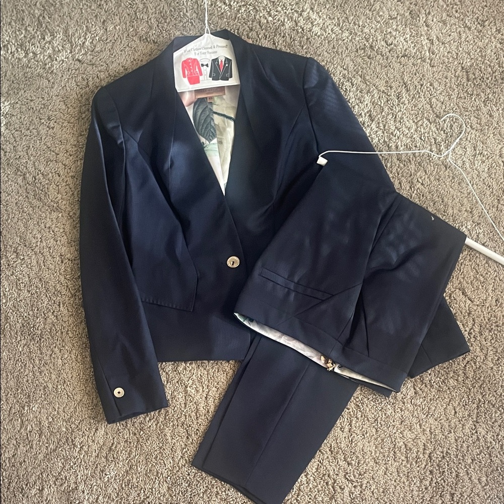 Ted Baker Navy Two-Piece Cropped Blazer and Pants
